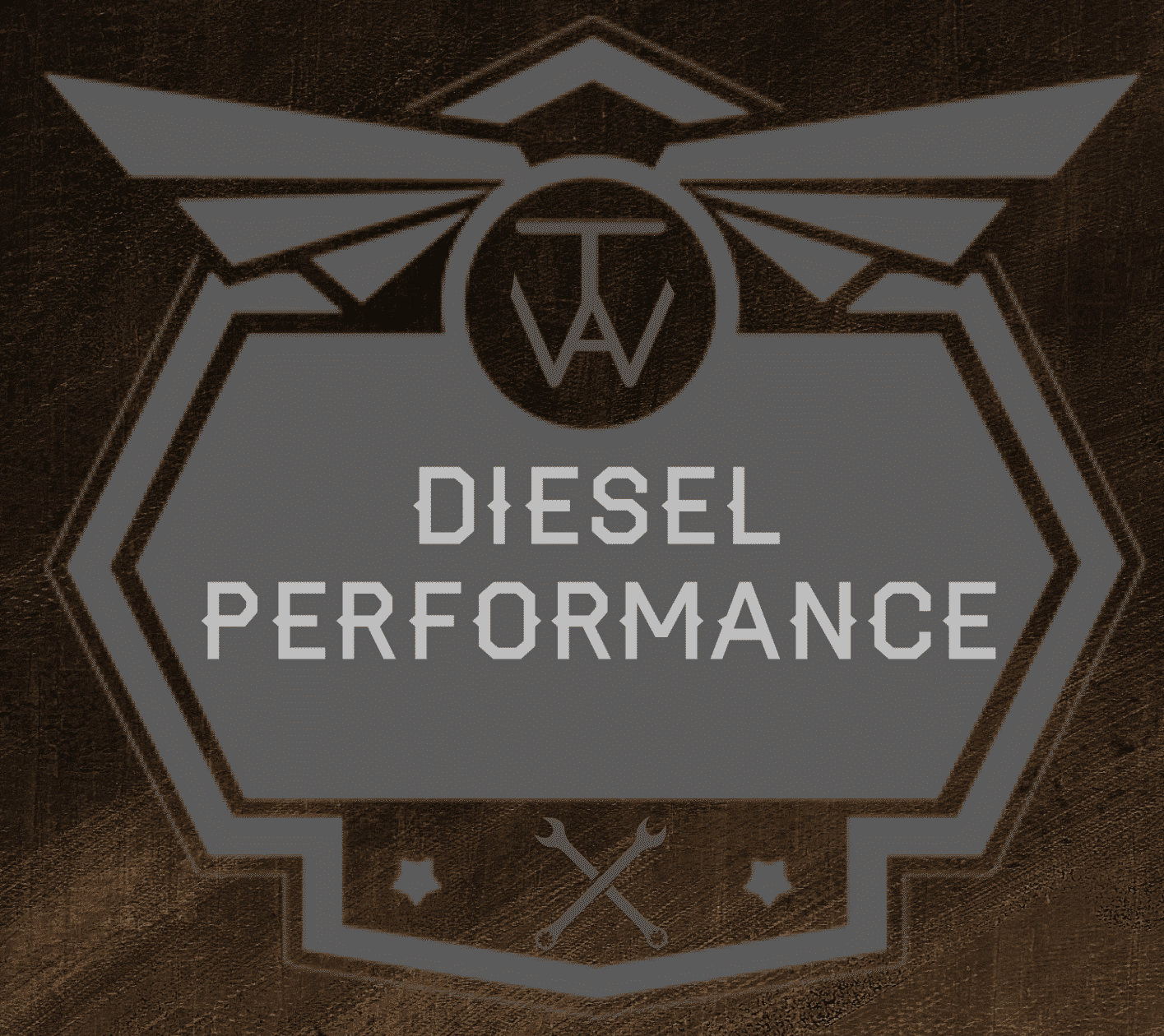 Diesel Performance logo with wings and tools for automotive customization.