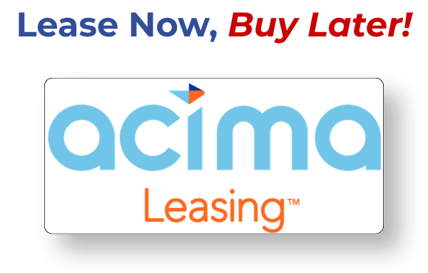 Acima Leasing logo with Lease Now, Buy Later message.