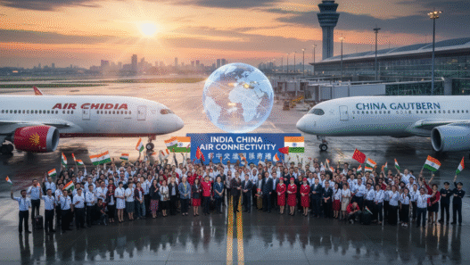 people standing with flag at airport