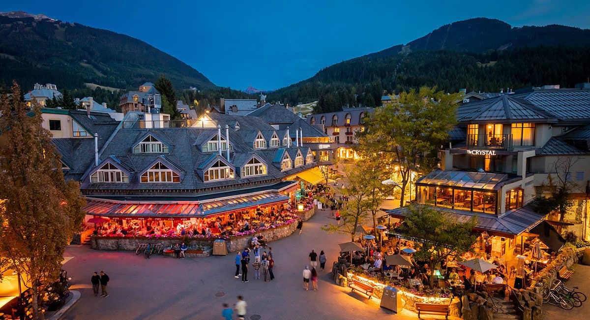 Whistler Village at dusk — private day trip from Vancouver