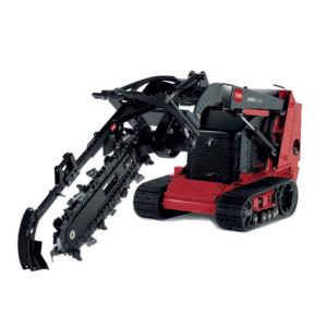 Compact mini excavator used for construction and landscaping projects.