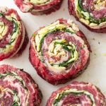 A plate of steak pinwheels