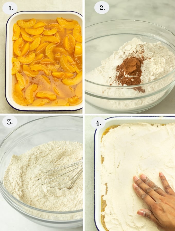 Step by step pics on how to make peach cobbler using canned peaches 