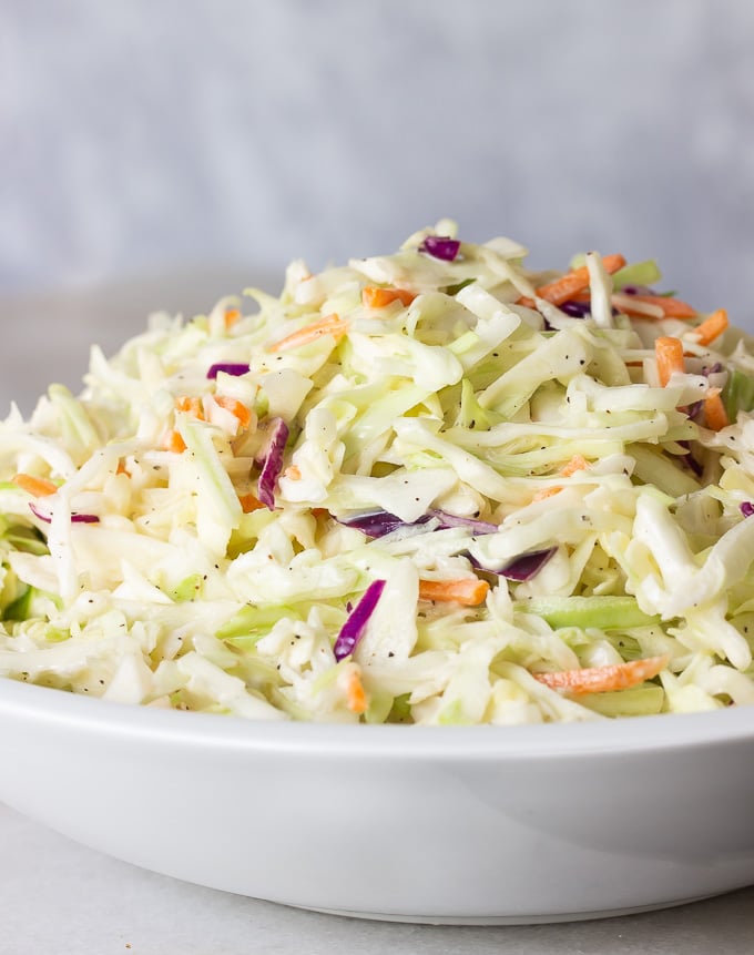 a bowl of creamy southern coleslaw