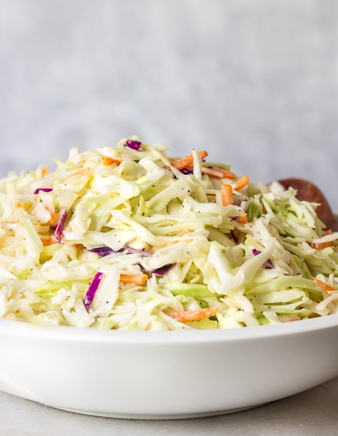 a bowl of creamy southern coleslaw