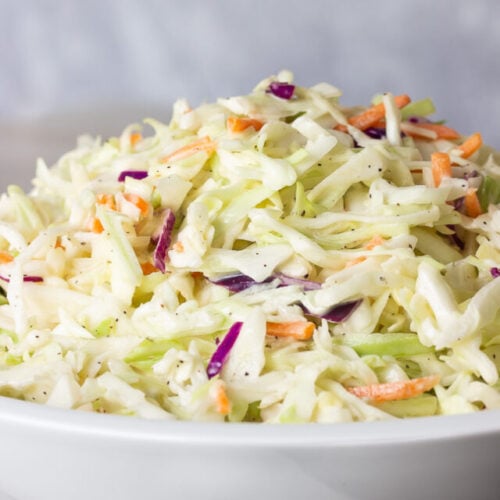 a bowl of creamy southern coleslaw