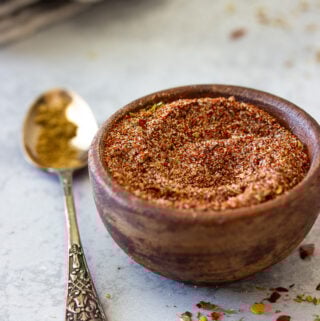 A bowl of seasonings that make up homemade taco seasoning