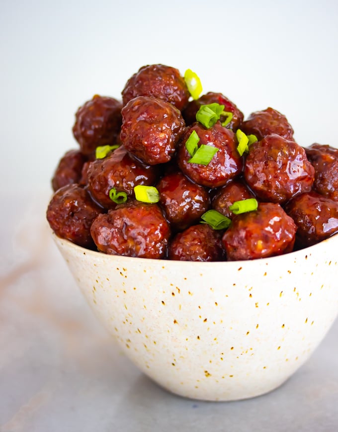Grape jelly Meatballs in a bowl