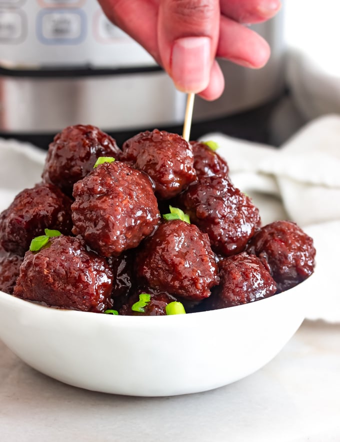 Grape jelly Meatballs in a bowl