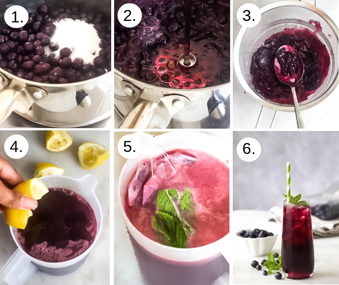 Step by step pics on how to make blueberry iced tea