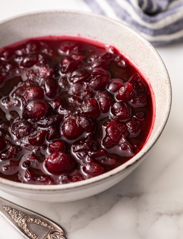 A bowl of maple cranberry sauce