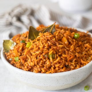 A bowl of west african jollof rice