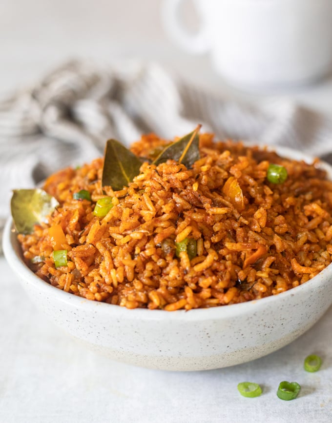 A bowl of west african jollof rice