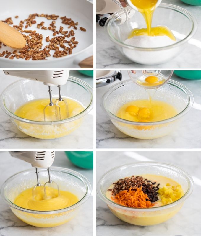 Step by step pics on how to make an old fashioned pineapple carrot cake