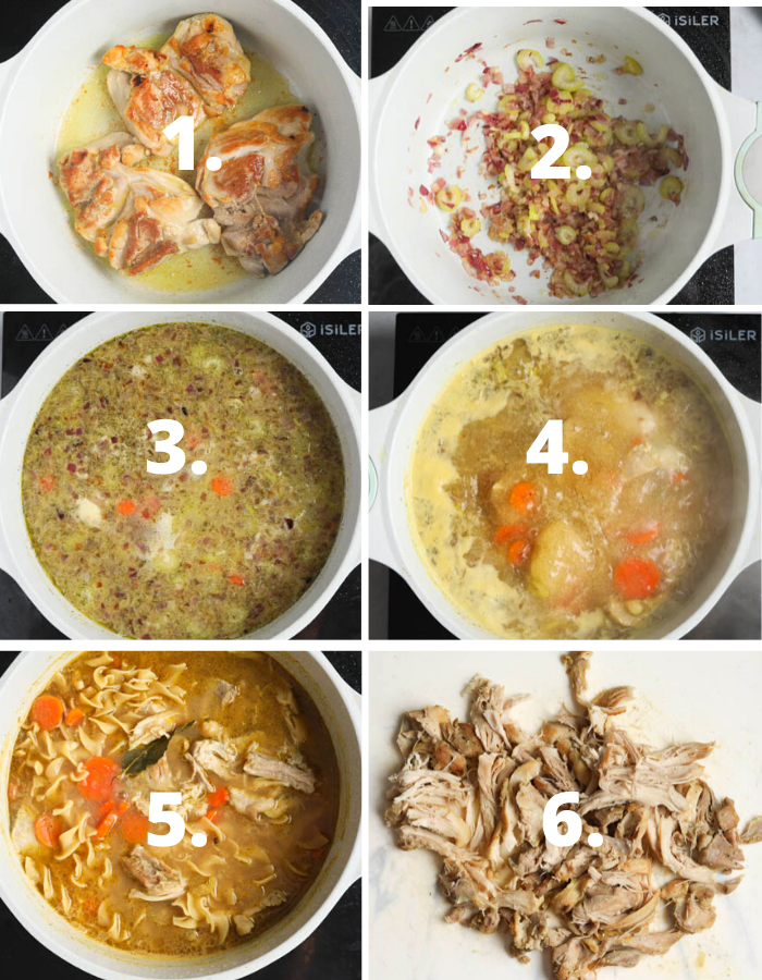 Step by step with pictures on how to make chicken noodle soup 