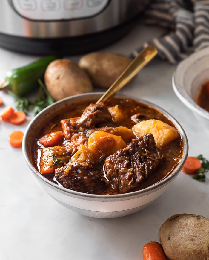 Beef stew in an instant pot