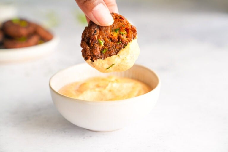 Southern black-eyed pea patty with a Cajun dipping sauce.