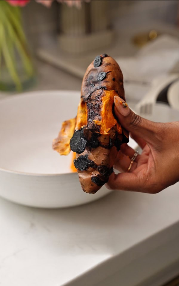 How a roasted sweet potato should look like when making a sweet potato casserole.