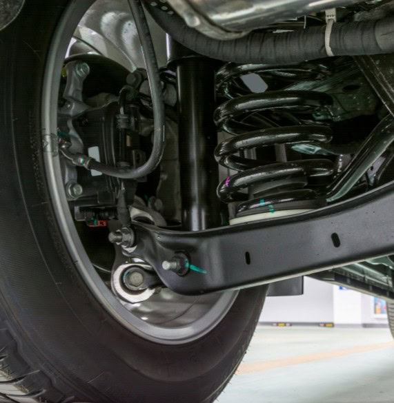 High-quality vehicle suspension system with coil springs and shock absorbers.