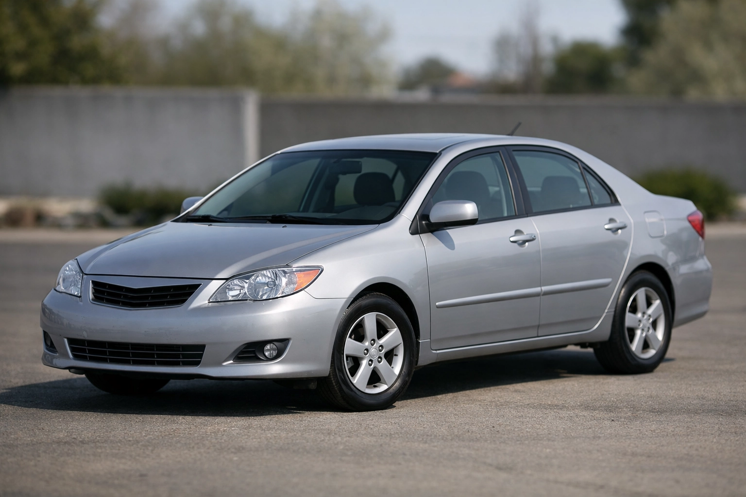 Used silver sedan car for sale or rental.