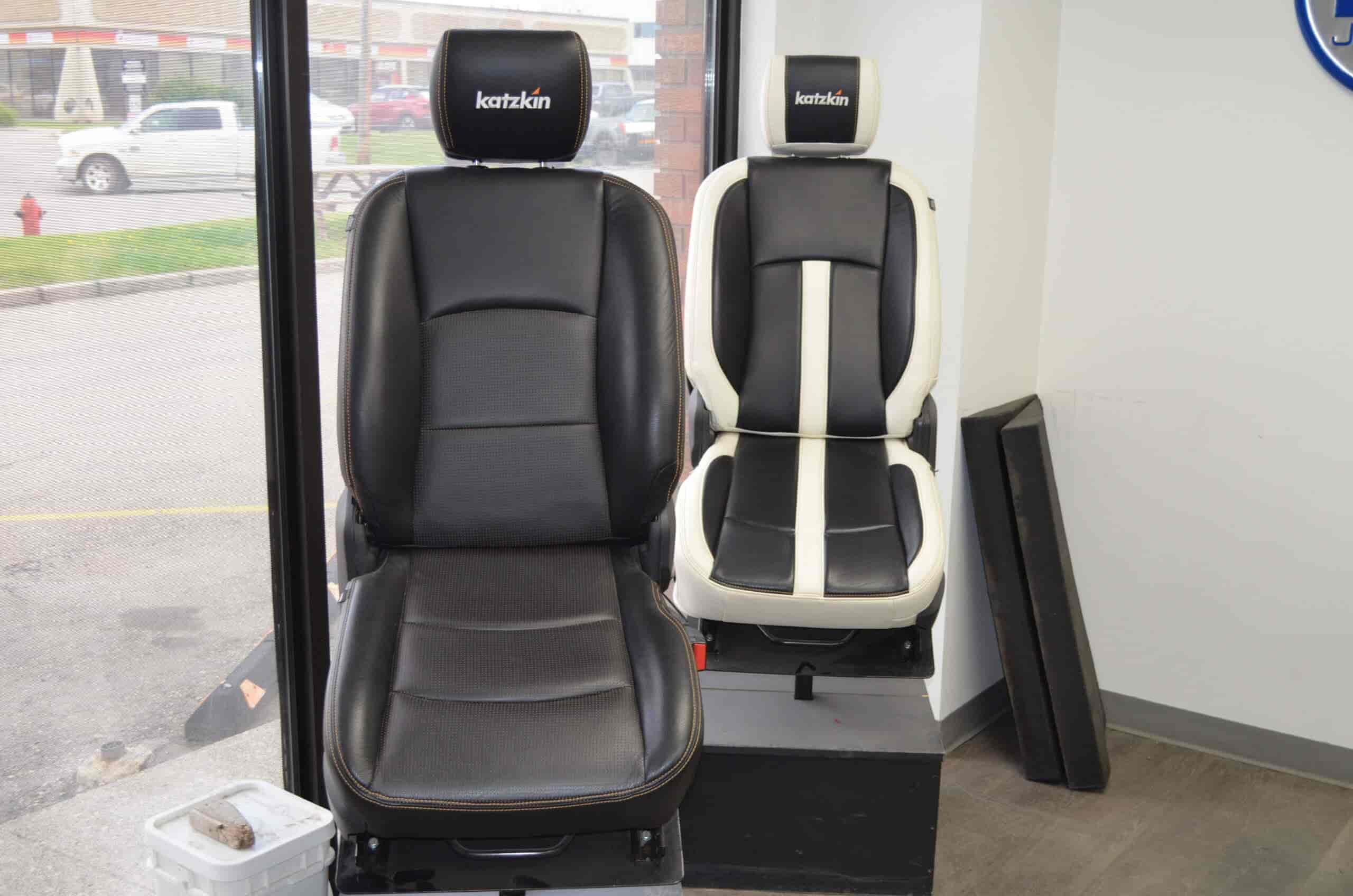 Customized car seats by Wright ReStyling with modern design and premium materials.