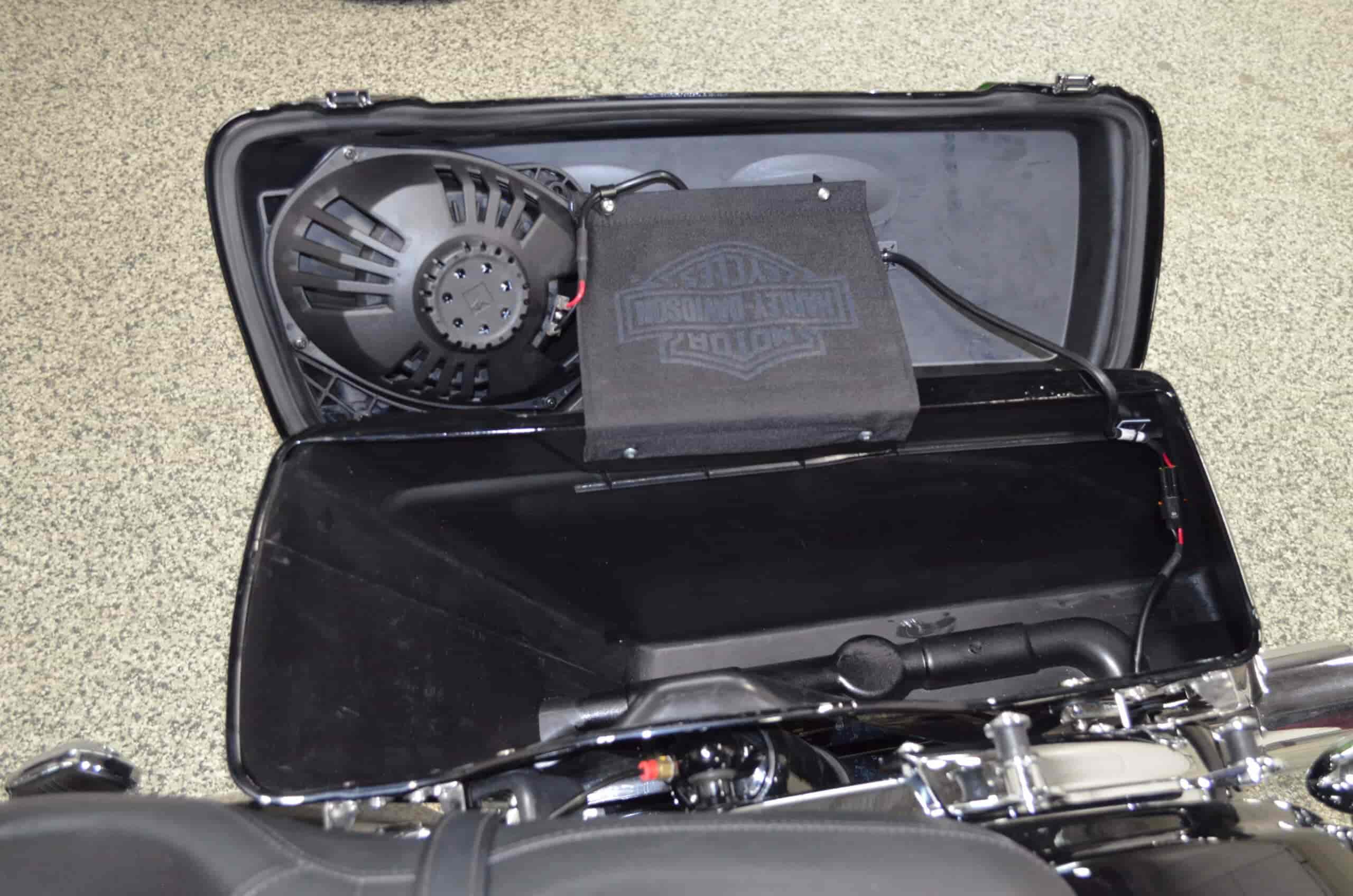 Custom electric motorcycle battery pack installed for enhanced performance.