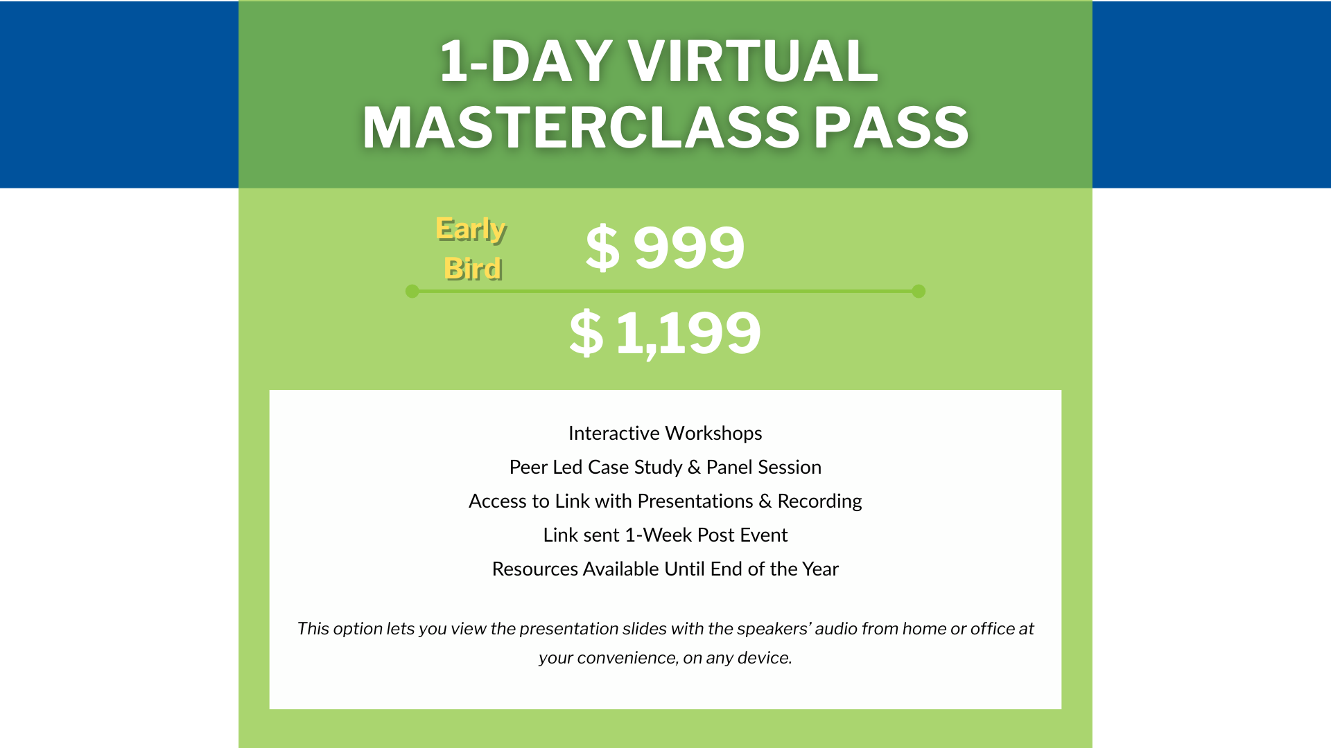 2026 Masterclass Pricing Chart
