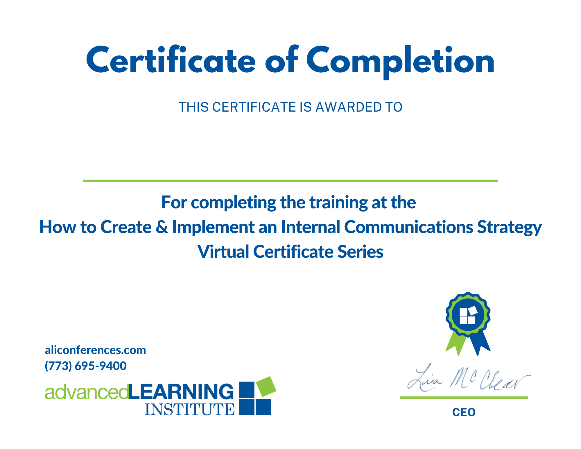 04_How to Create & Implement an Internal Communications Strategy Certificate Certificate of completion example image