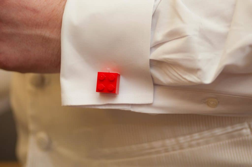 lego cufflink groomsman rainbow wedding
