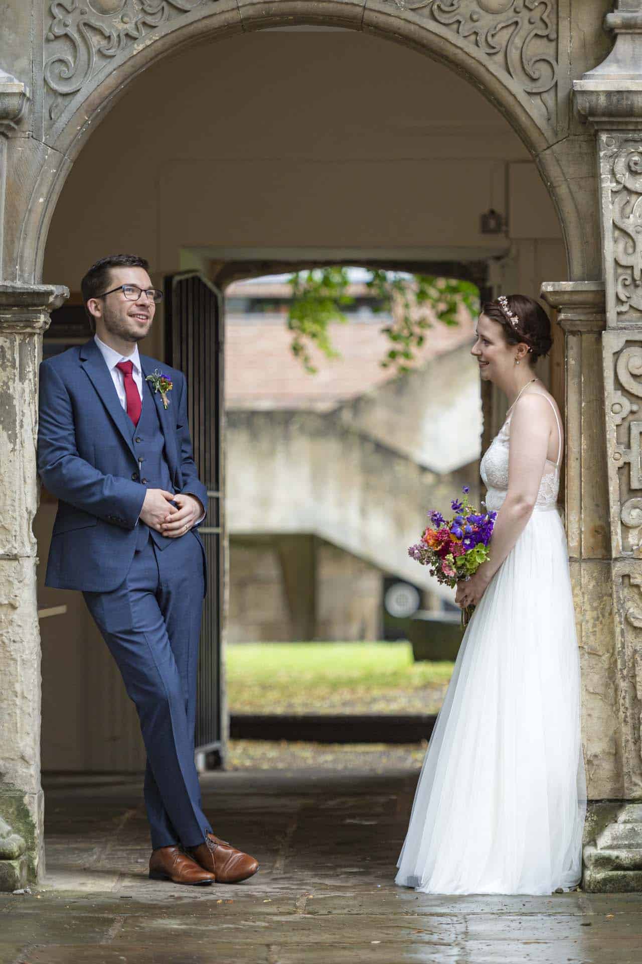 portraits of the bride and groom York Kings Manor wedding photographer