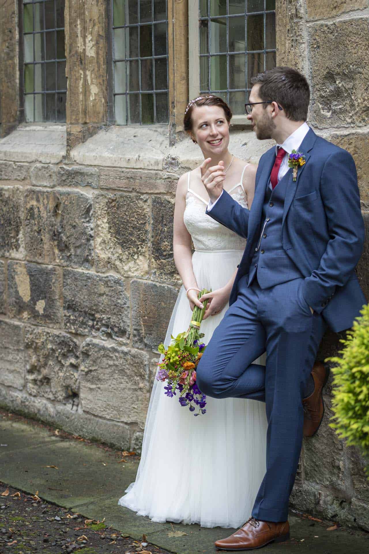 portraits of the bride and groom York Kings Manor wedding photographer