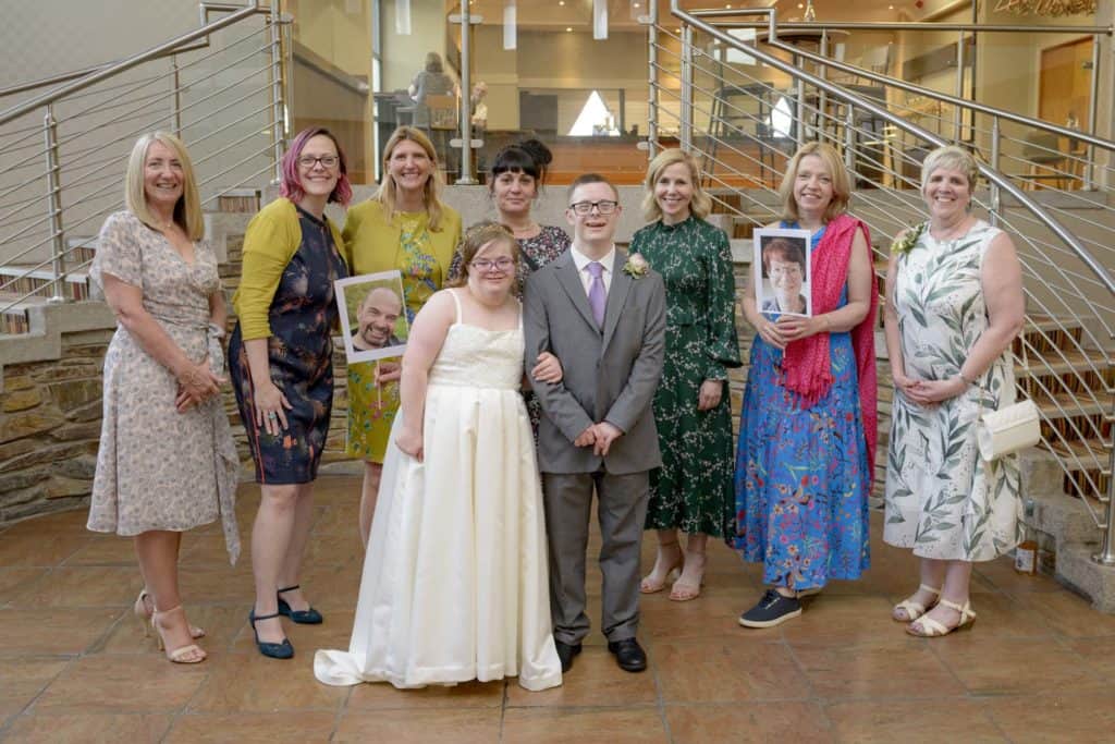 Group photograph James Heidi wedding Coventry Sally Phillips London wedding photographer