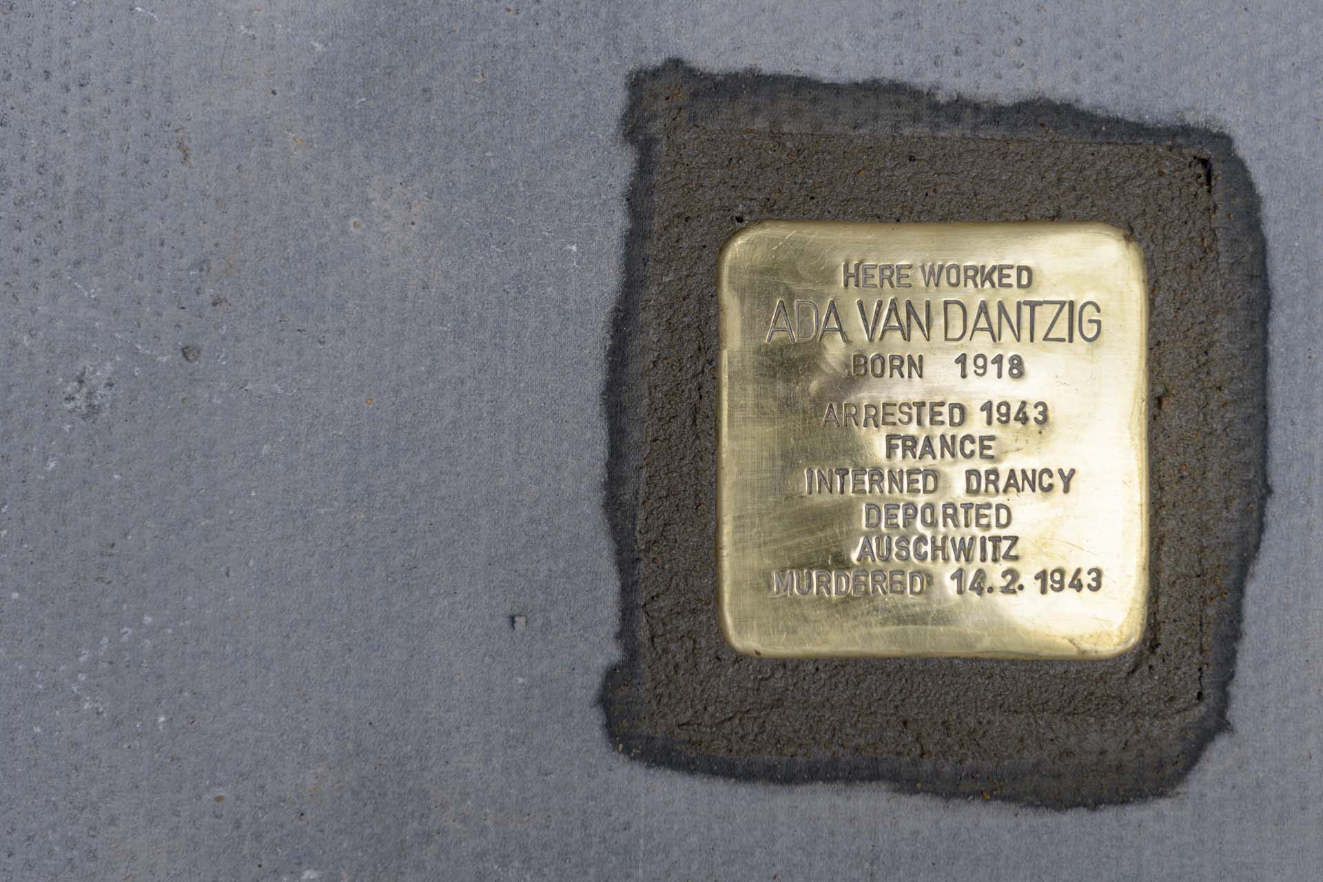 Stolperstein Ada van Dantzig Soho London 30 May 22 112551 a