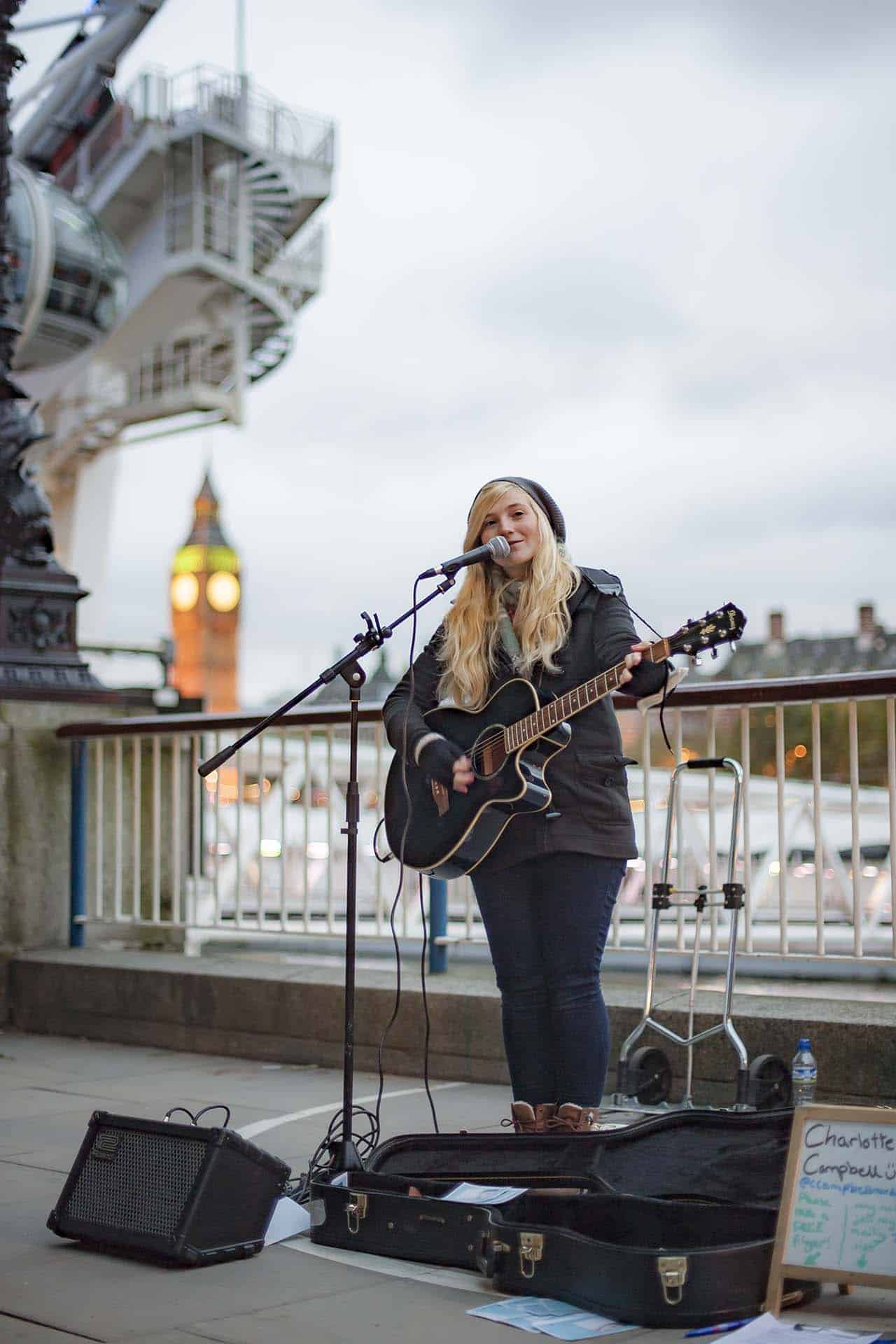 Charlotte Campbell London Eye busker busking london music Exposure lighting gig photography photographer