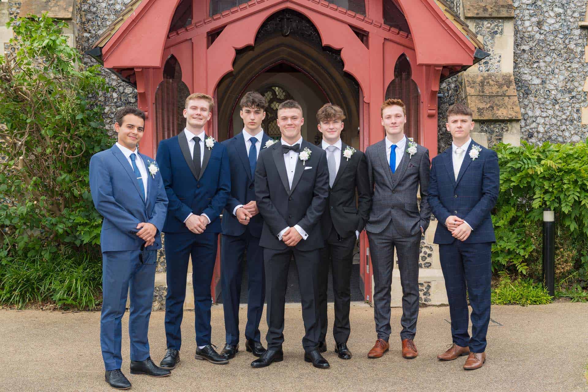 groom and groomsmen Holy Trinity Church Wallington Surrey wedding Bromley kent wedding photographer