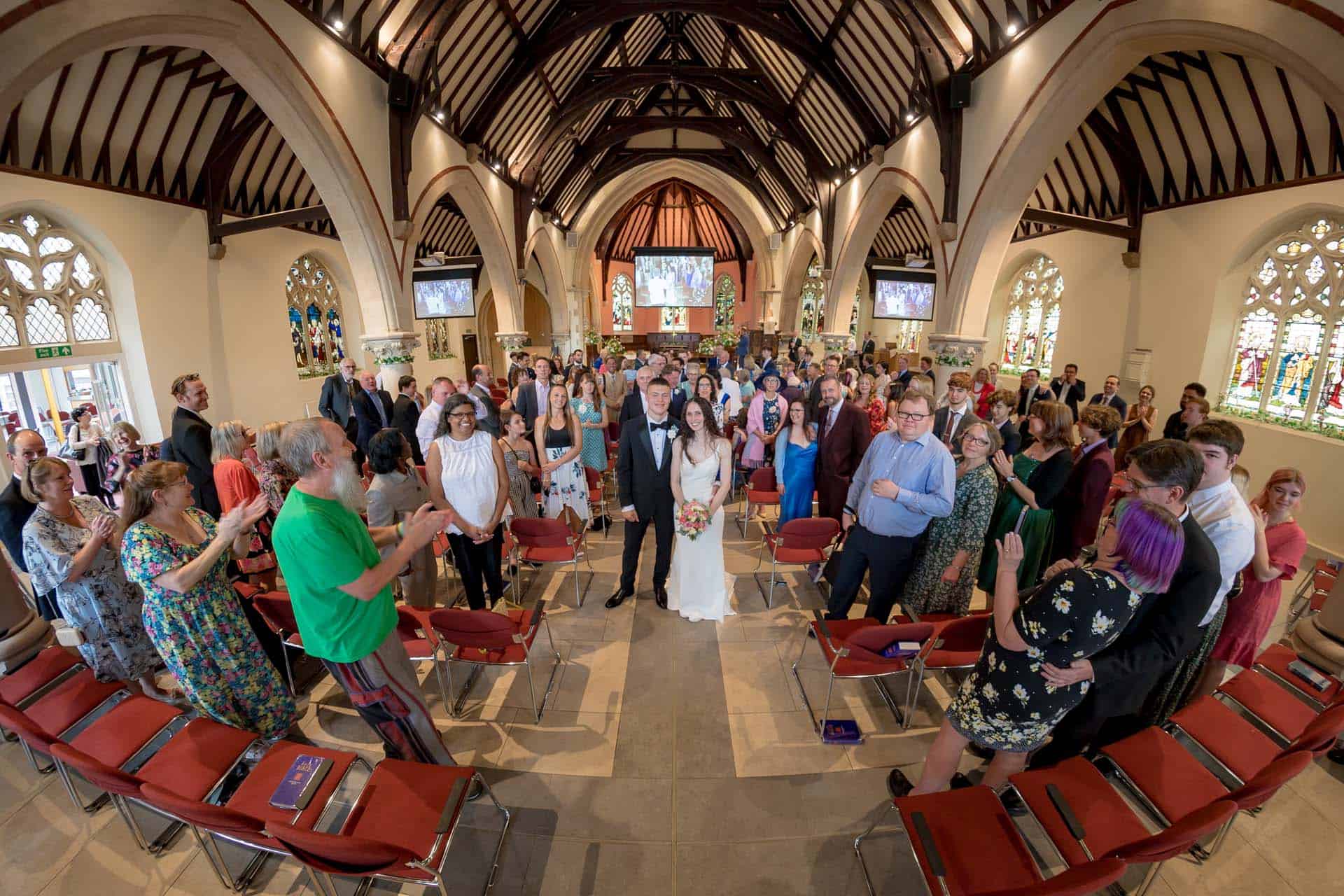 End of the service Holy Trinity Church Wallington Surrey wedding Bromley kent wedding photographer