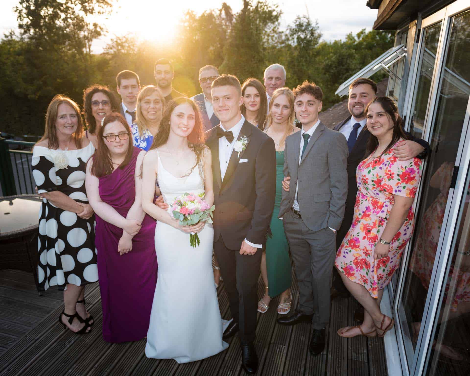 Group on the terrace chipstead golf club reception Bromley kent wedding photographer 195039