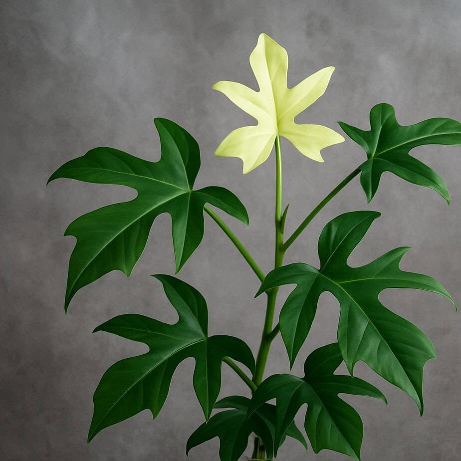 Lots of green leaves with one yellow leaf on the article Is the Philodendron Florida Ghost Rare? Price, Care & Availability