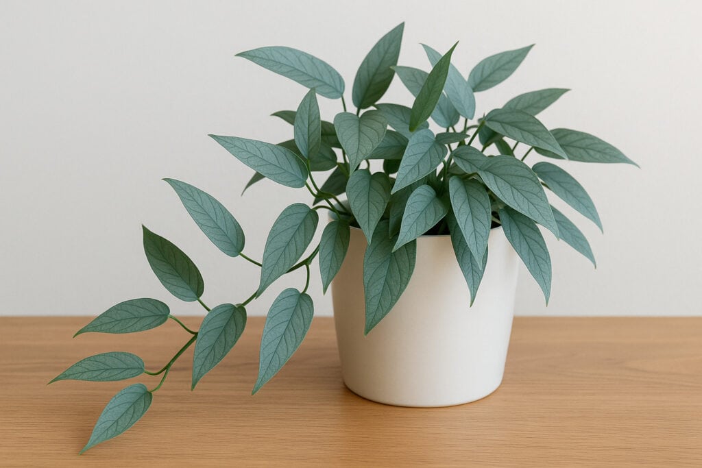 Lots of green leaves in a white pot on the article Cebu Blue Pothos Care Guide: Light, Water & Propagation