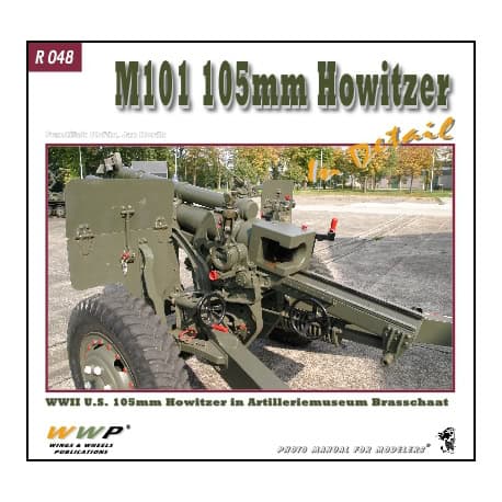 Red 48. M101A1 105 mm Howitzer in detail