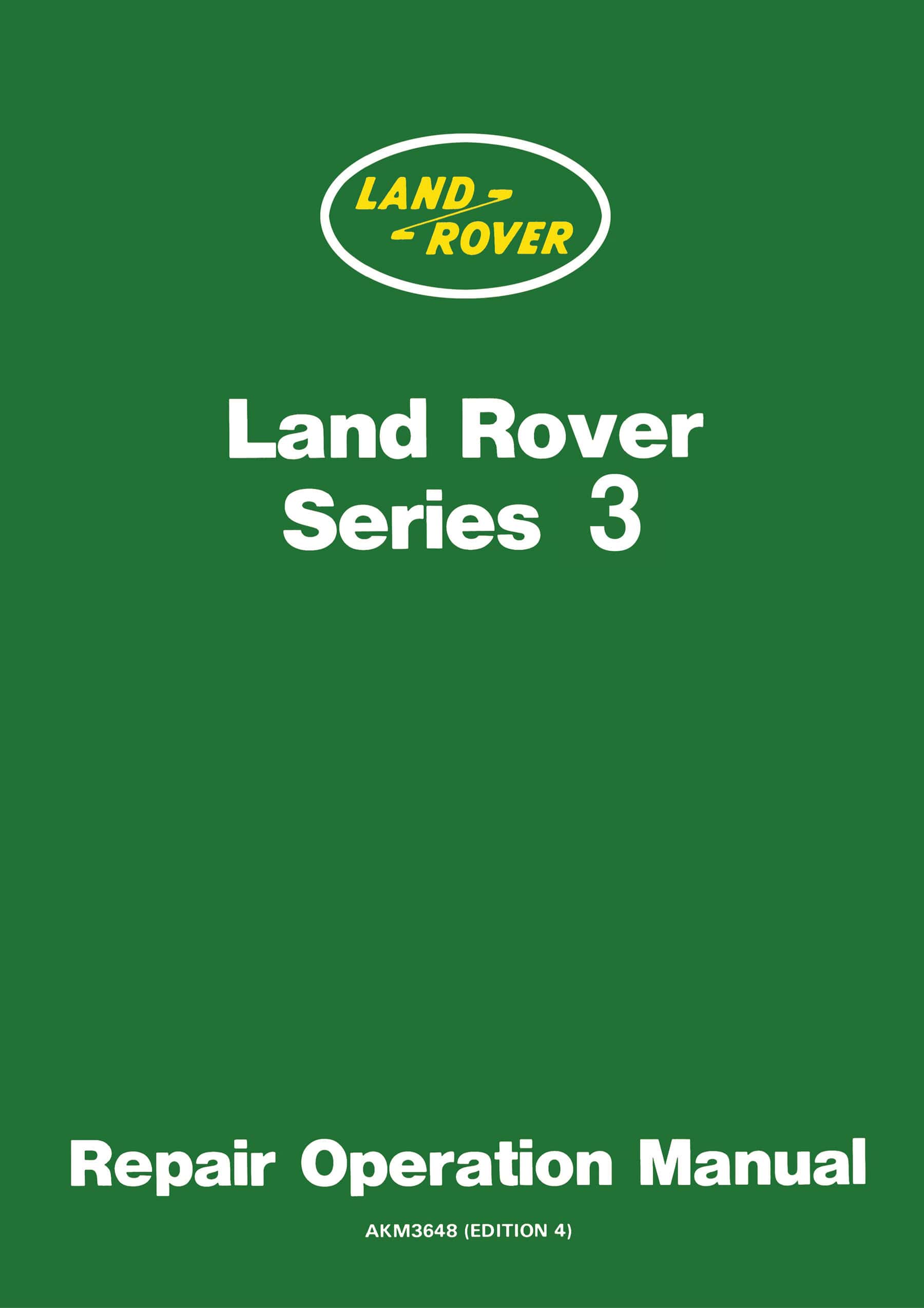 Land Rover Series 3 Repair Operation Manual