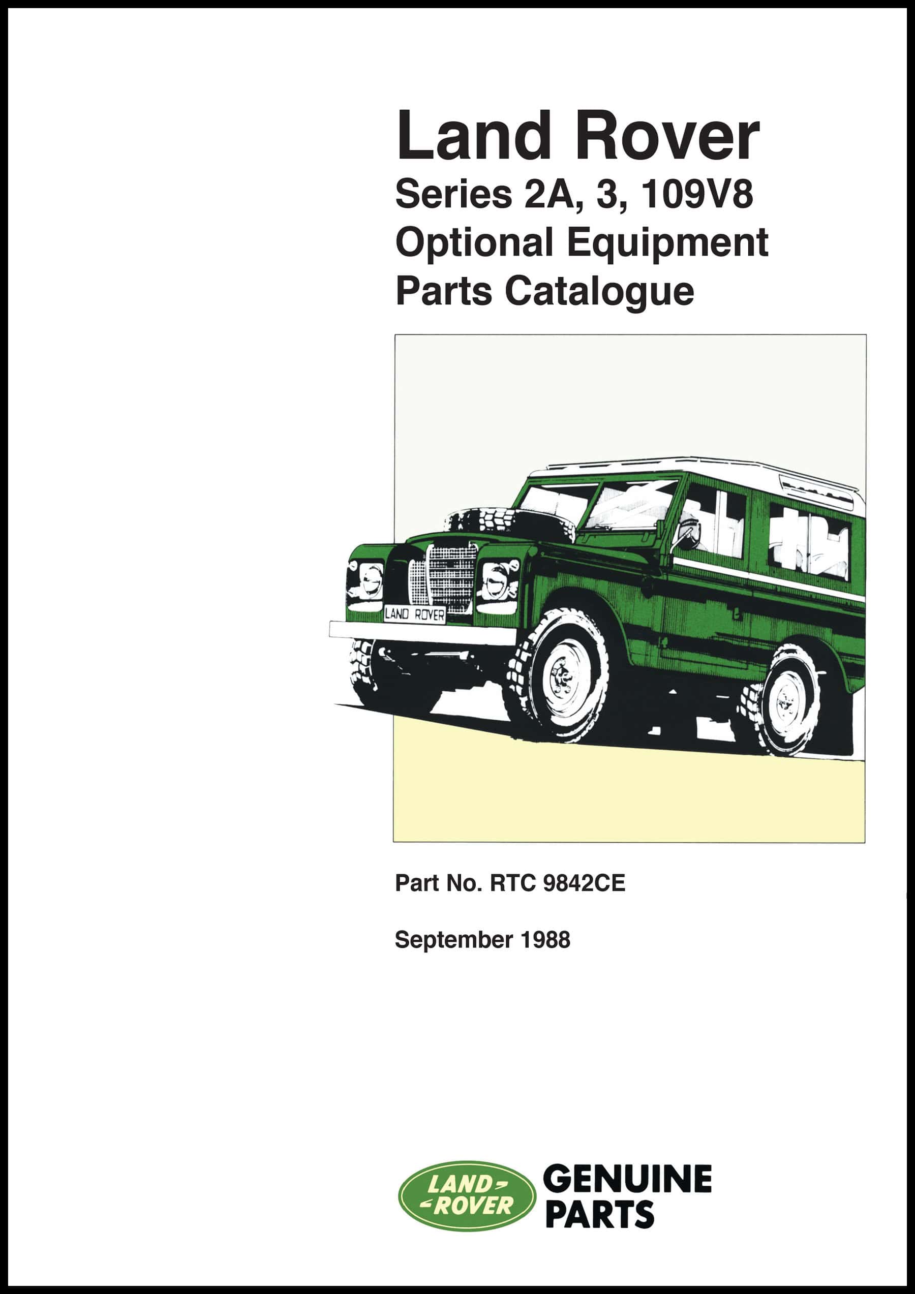 Land Rover Series IIA, III, 109 V8 Optional Equipment Parts Catalogue