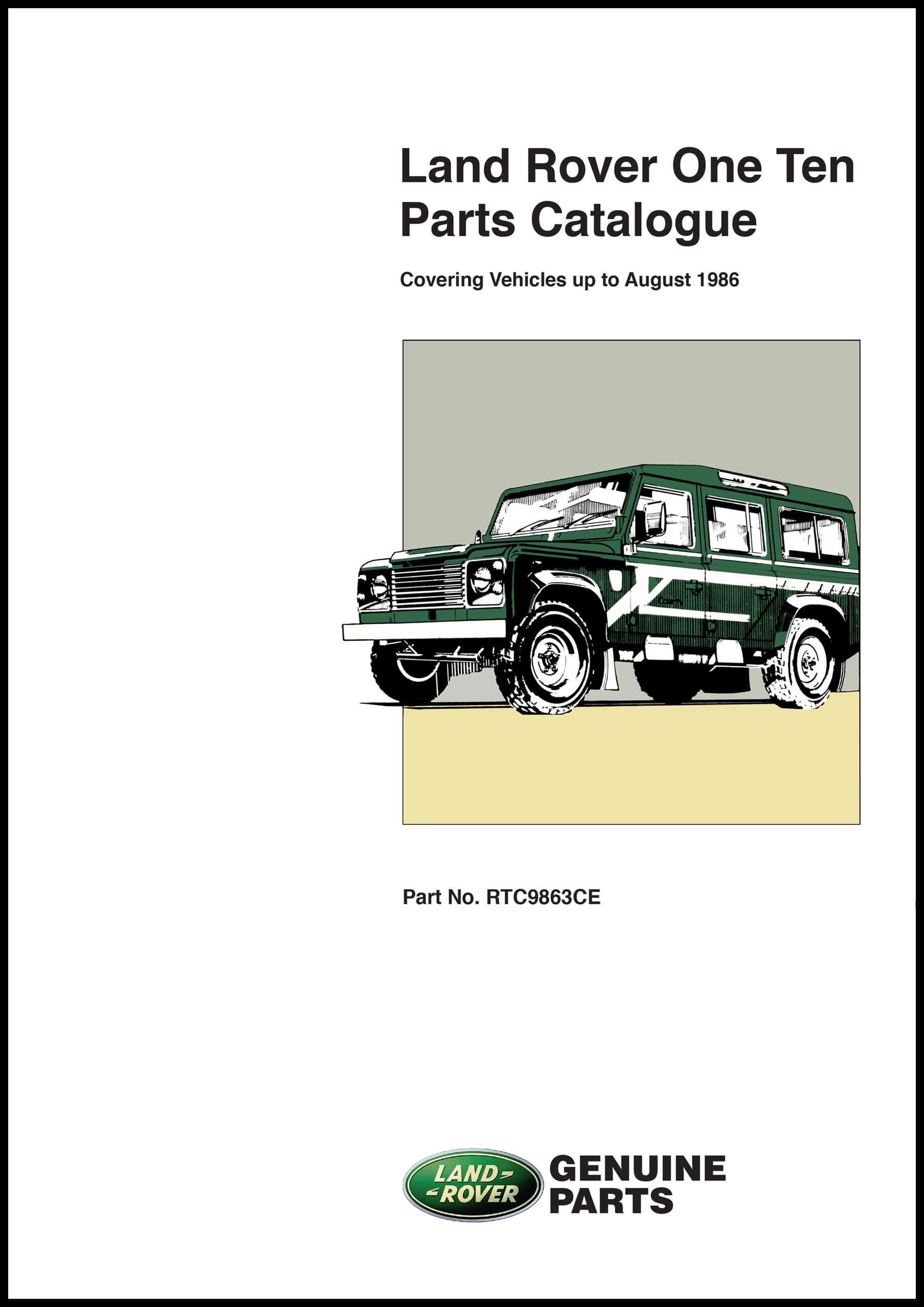 Land Rover One Ten Parts Catalogue to August 1986 (RTC9863CE)