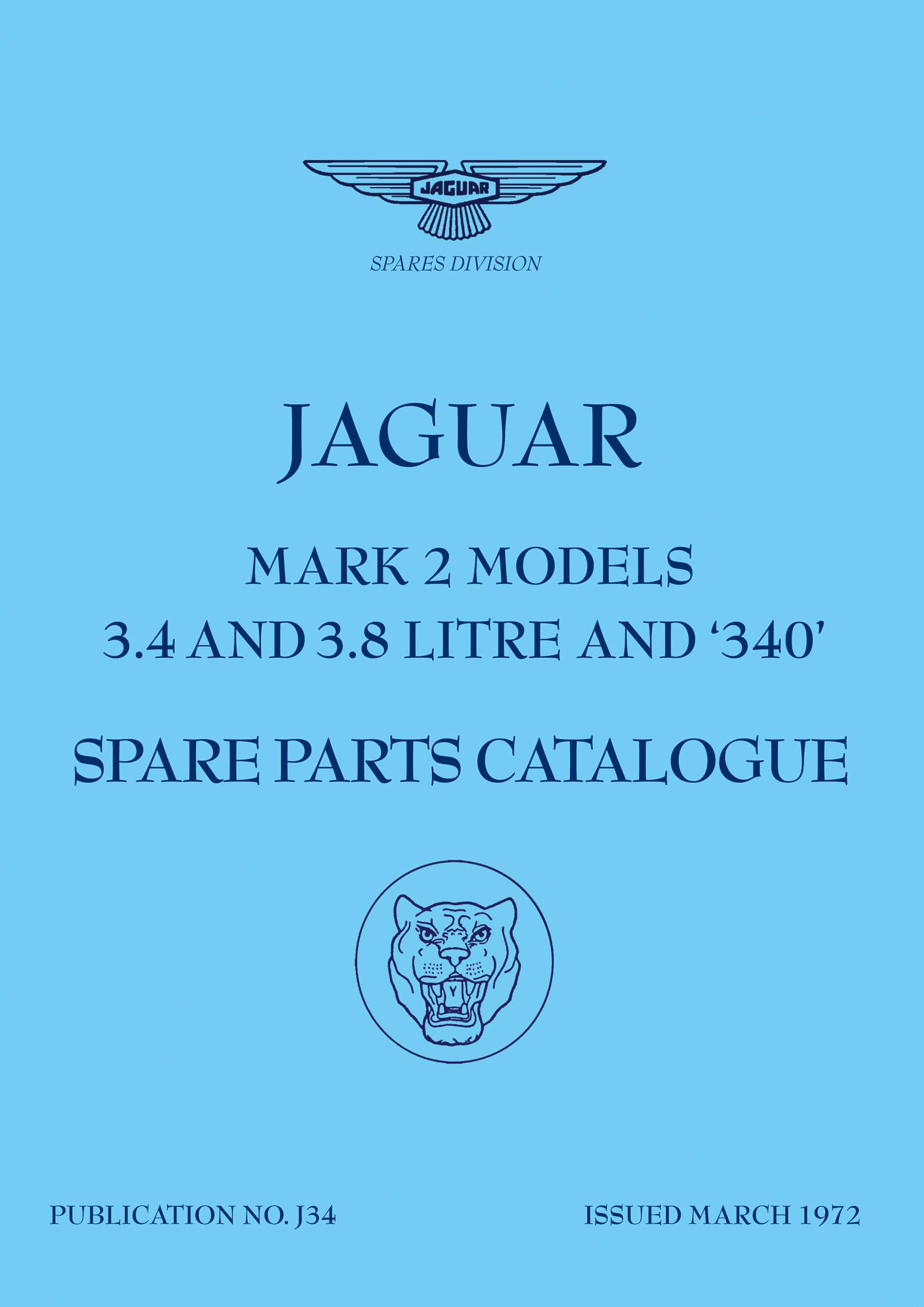 Jaguar Mark 2, 3.4, 3.8 and 340 Spare Parts Catalogue