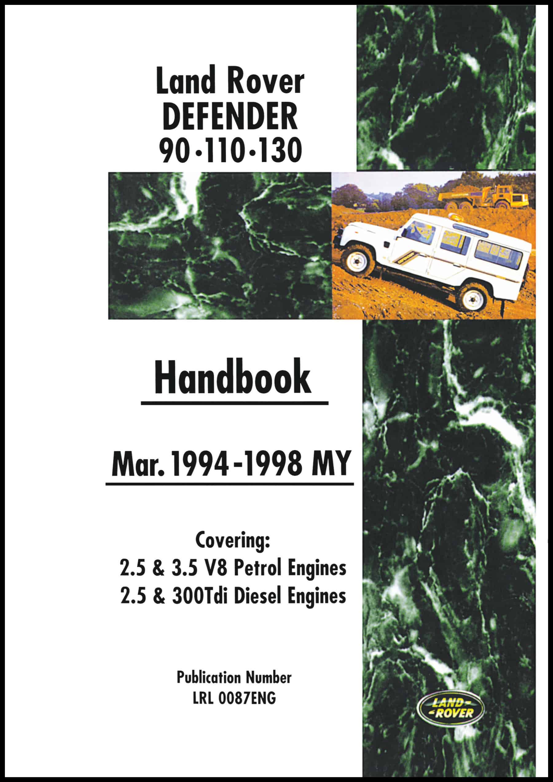 Land Rover Defender Handbook Mar 1994/1998