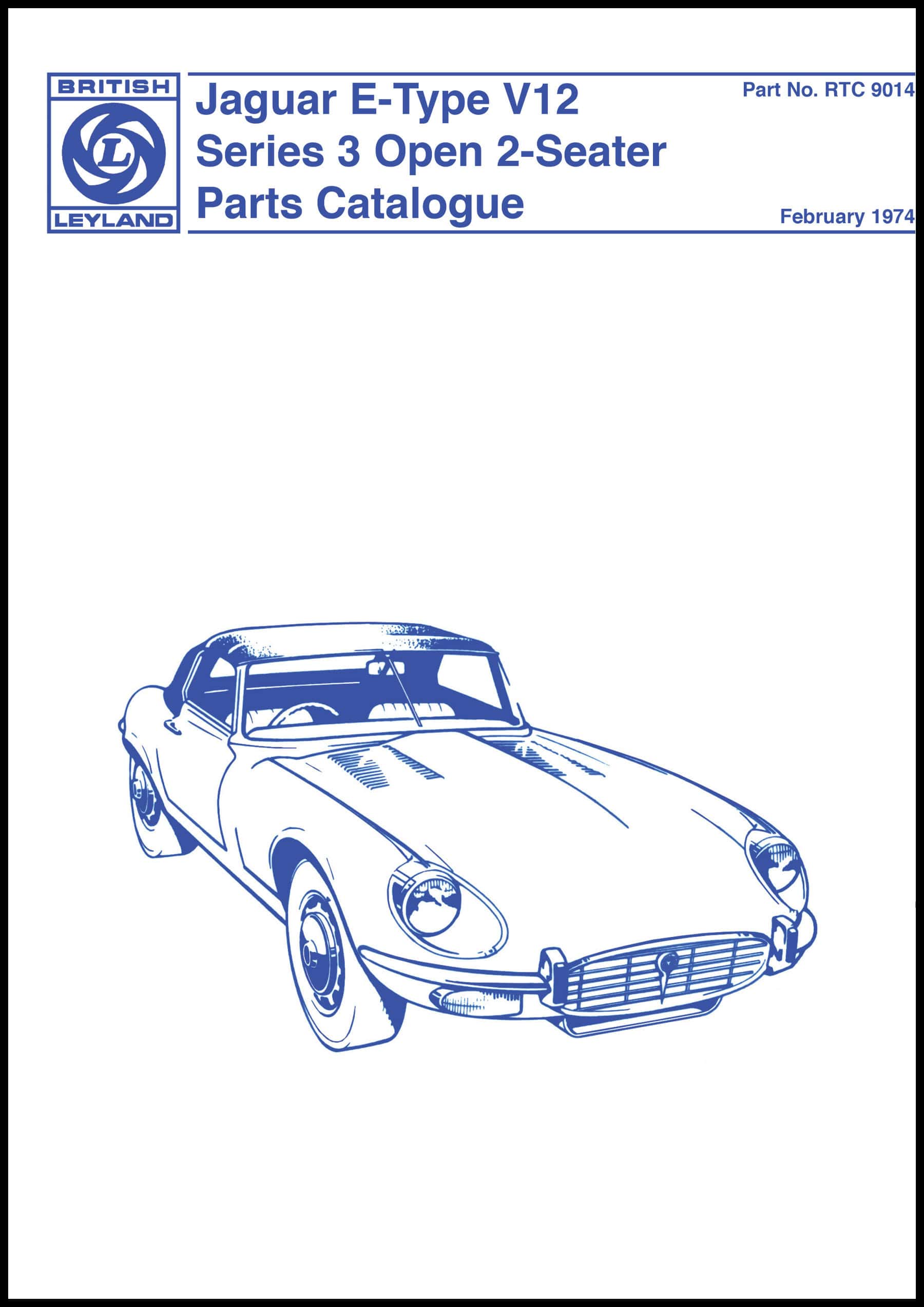 Jaguar E-Type V12 Series 3 Open Parts Catalogue