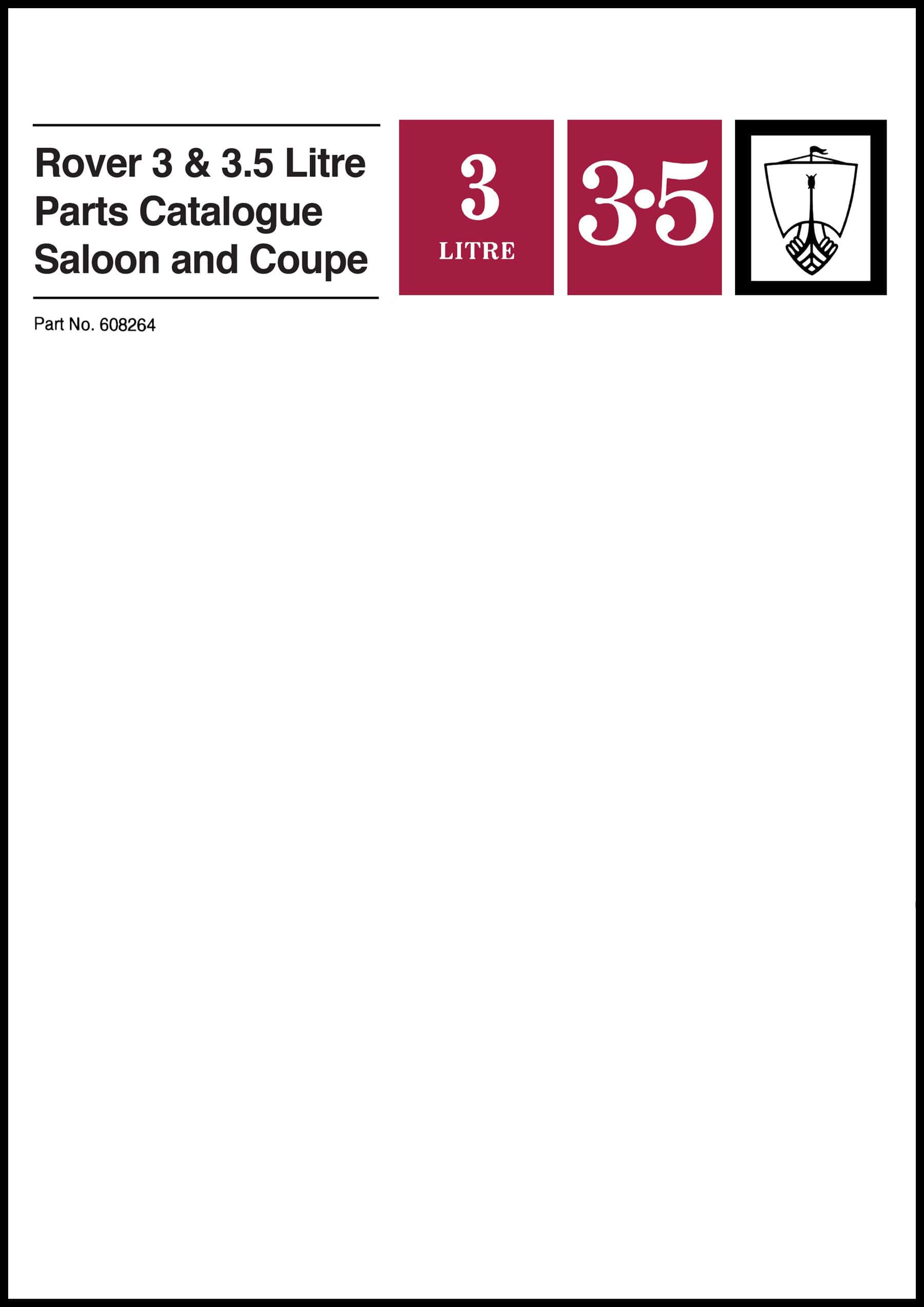 Rover 3 & 3.5 Litre Saloon and Coupe Parts Catalogue