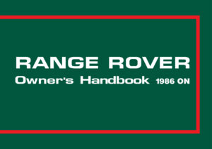 Range Rover Owners Handbook 1986 On