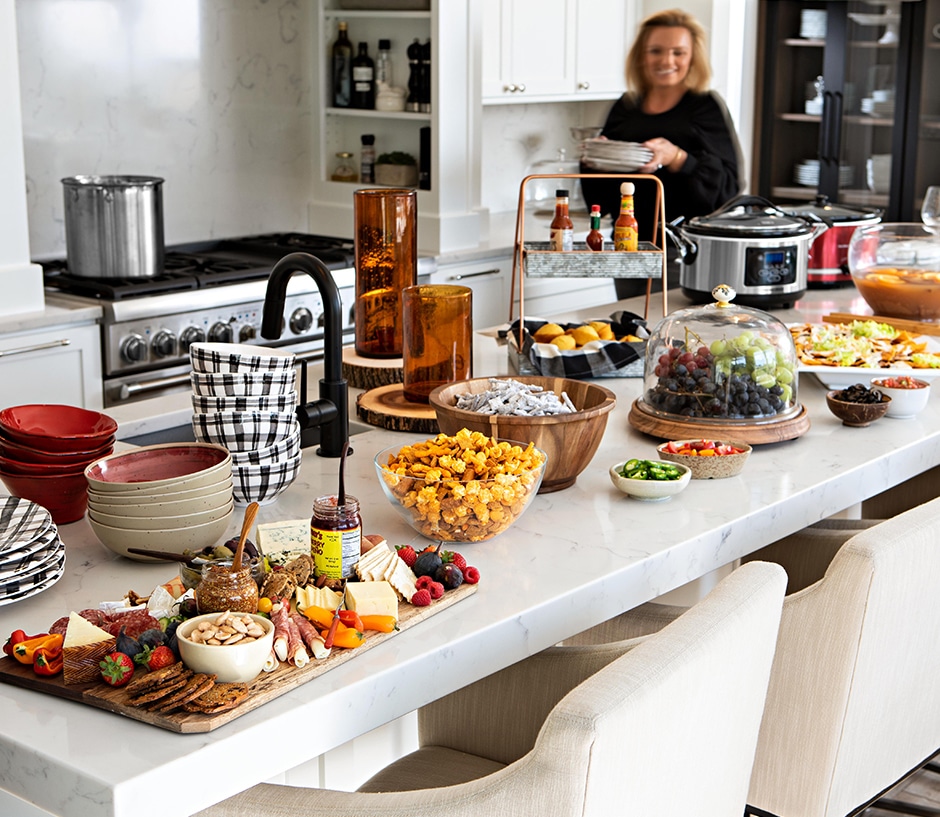 assorted party foods on counter top
