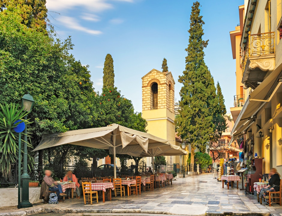 cafe in Plaka district in Athens